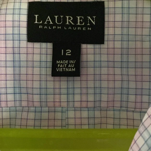 BNWOT Lauren Ralph Lauren Kids Button Down Shirt - Light Purple and White - Picture 3 of 8